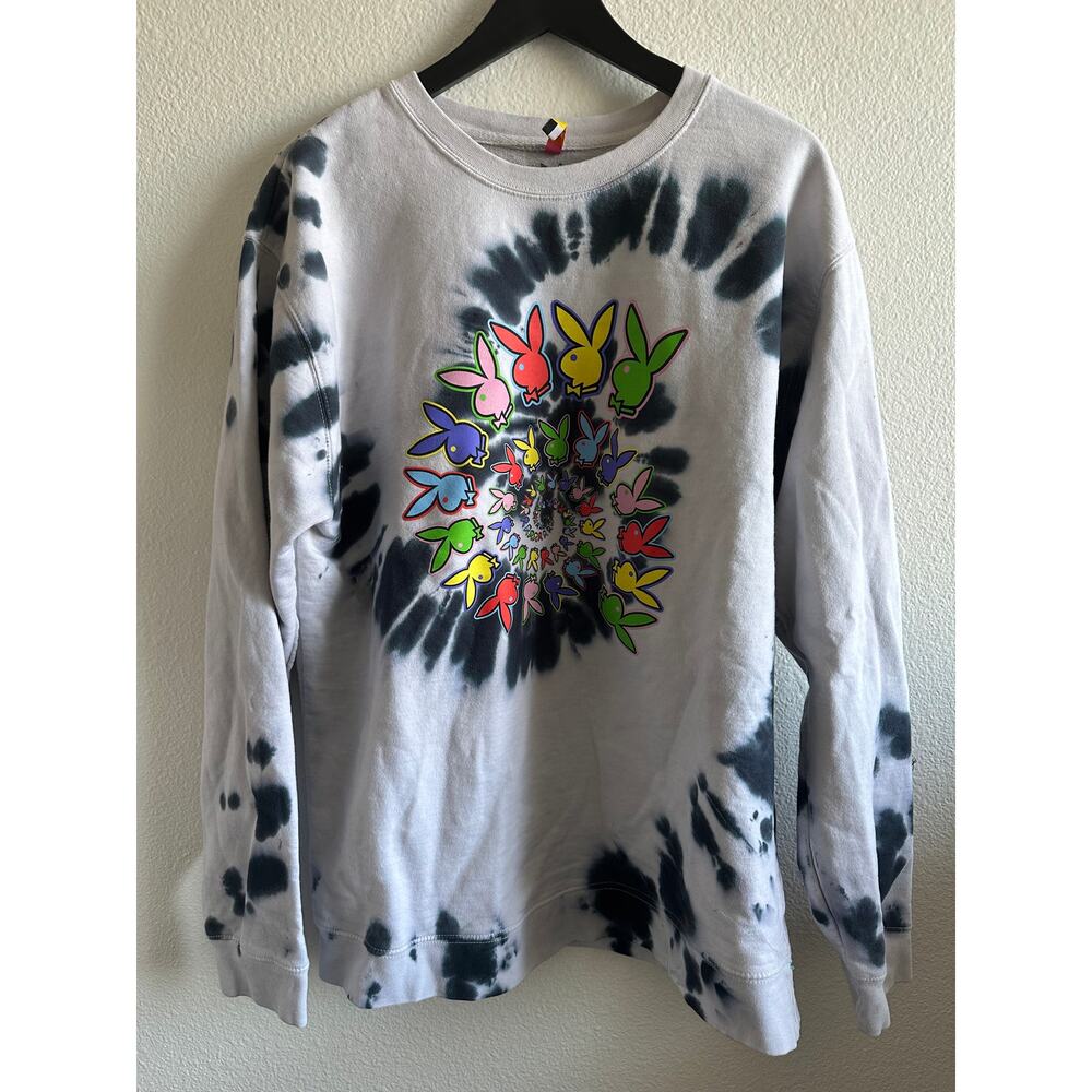 Playboy x Color Bars Spiral Tie-Dye Crewneck Sweatshirt Y2K Size L Unisex